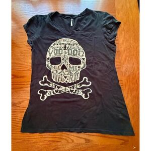 T.N.D. Voodoo Skull Graphic Tee Women 2XL Black New Orleans French Quarter